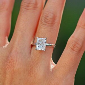 3.00 Carat Radiant Cut Fancy Diamond Solitaire Engagement Ring Real 925 Sterling Silver
