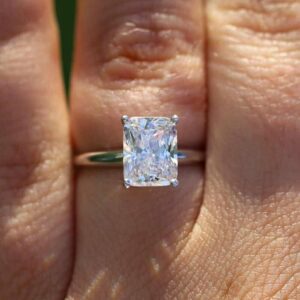 3.00 Carat Radiant Cut Fancy Diamond Solitaire Engagement Ring Real 925 Sterling Silver