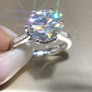 Huge 2.62 Carat Excellent Cut Round Diamond Solitaire Engagement Ring Solid 14k White Gold
