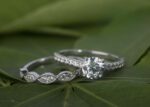 Art Deco Style Bridal Wedding Set In 2.10 Ctw Round Diamond Engagement Ring Set 14k White Gold