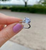 Brilliant Cut 3.00 Ctw Round Solitaire Diamond With Accents Engagement Ring 10k White Gold