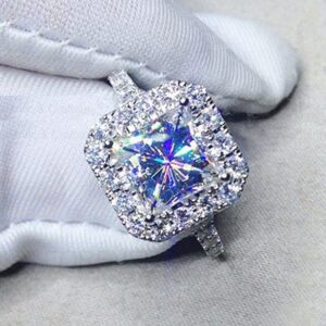 2.18 Ctw Princess Cut White Diamond Classic Halo Engagement Ring Solid 14k White Gold