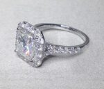2.18 Ctw Princess Cut White Diamond Classic Halo Engagement Ring Solid 14k White Gold