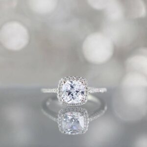 2.50 Ctw Classic Cushion White Diamond Halo Wedding Engagement Ring 14k White Gold