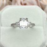 Unique 2.40 Ctw Emerald Cut Diamond Side Stone Fancy Engagement Ring Solid 14k White Gold