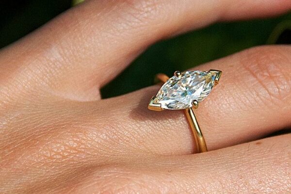 1.78 Ctw Fancy Marquise Cut Diamond V-Prong Solitaire Engagement Ring 14k Yellow Gold Over
