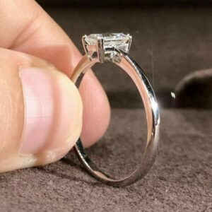 1.60 Carat Emerald Cut Diamond Double 4-Prong Solitaire Engagement Ring 925 Sterling Silver