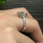 Huge 2.81 Ctw Emerald Cut Solitaire Diamond With Accents Luxury Engagement Ring 10k White Gold