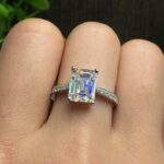 Huge 2.81 Ctw Emerald Cut Solitaire Diamond With Accents Luxury Engagement Ring 10k White Gold