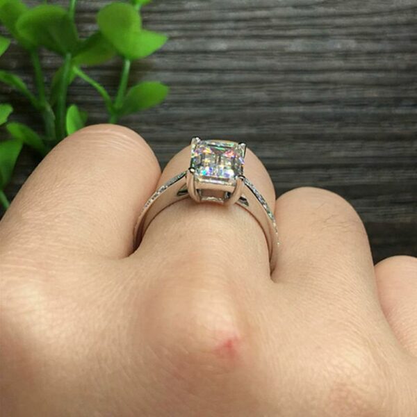 Huge 2.81 Ctw Emerald Cut Solitaire Diamond With Accents Luxury Engagement Ring 10k White Gold