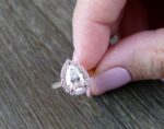 1.80 Carat Pear Cut White Diamond Halo Engagement Ring Wedding Ring 10k Rose Gold