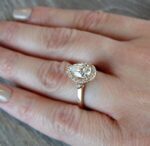 1.80 Carat Pear Cut White Diamond Halo Engagement Ring Wedding Ring 10k Rose Gold