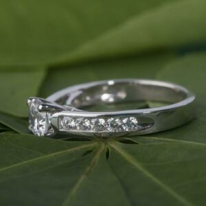 Classic 1.70 Ctw Round Solitaire Diamond Side Channel Set Engagement Ring 925 Sterling Silver