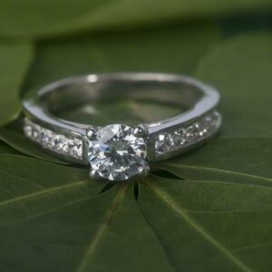 Classic 1.70 Ctw Round Solitaire Diamond Side Channel Set Engagement Ring 925 Sterling Silver