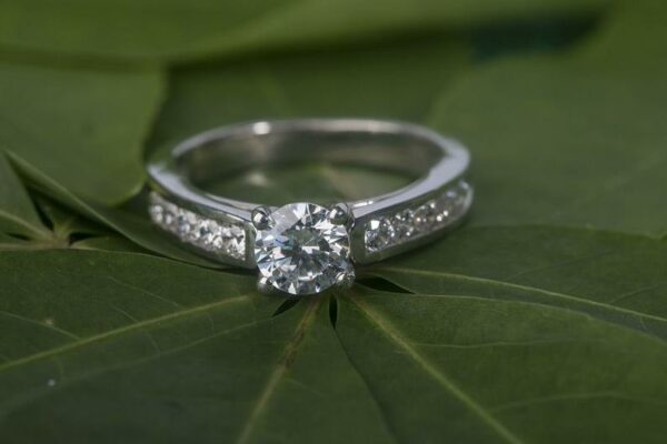 Classic 1.70 Ctw Round Solitaire Diamond Side Channel Set Engagement Ring 925 Sterling Silver