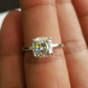 2.50 Carat Solitaire Cushion Cut White Diamond Best Engagement Ring Real 925 Sterling Silver