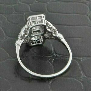 Art Deco Vintage 2.80 Ctw Cushion Cut 2-Stone Diamond Engagement Ring 14k White Gold Over