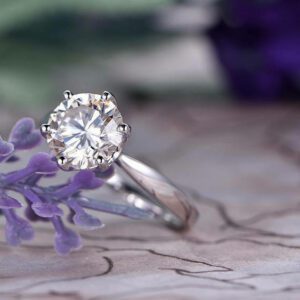 2.06 carat Solitaire 6-Prong Brilliant Cut Round Diamond Engagement Ring 925 Sterling Silver