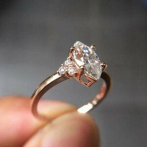 2.31 Ctw Marquise Cut VVS1 Diamond Side Stone Fancy Engagement Ring 14k Gold Plated