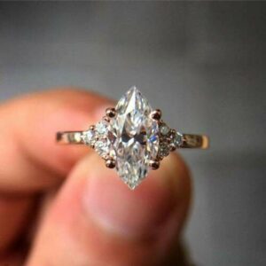2.31 Ctw Marquise Cut VVS1 Diamond Side Stone Fancy Engagement Ring 14k Gold Plated