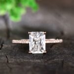 2.60 Ctw Radiant Cut White Diamond Wedding Engagement Ring 14k Rose Gold Plated