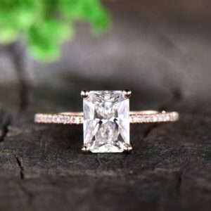 2.60 Ctw Radiant Cut White Diamond Wedding Engagement Ring 14k Rose Gold Plated