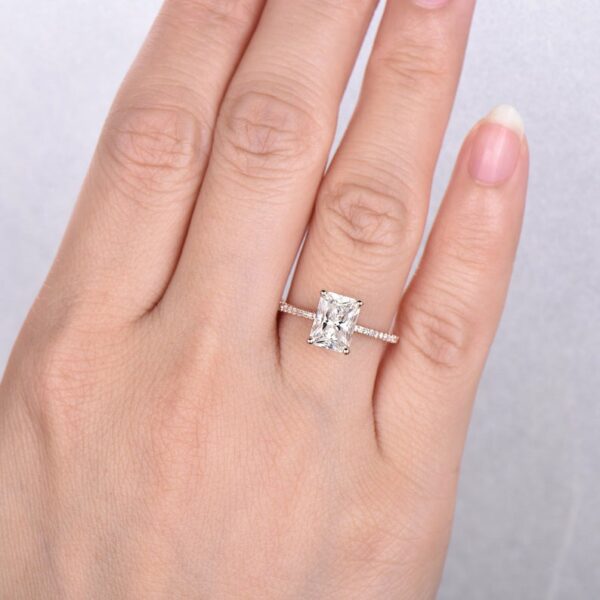 2.60 Ctw Radiant Cut White Diamond Wedding Engagement Ring 14k Rose Gold Plated