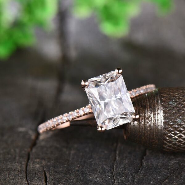 2.60 Ctw Radiant Cut White Diamond Wedding Engagement Ring 14k Rose Gold Plated