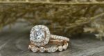 2.70 Ctw Cushion Cut Diamond Halo Bridal Set Engagement Ring Set 14k Rose Gold Over