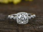 Art Deco 2.37 Ctw Brilliant Cut White Diamond Halo Engagement Ring 14k White Gold Plated