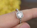 Art Deco 2.37 Ctw Brilliant Cut White Diamond Halo Engagement Ring 14k White Gold Plated