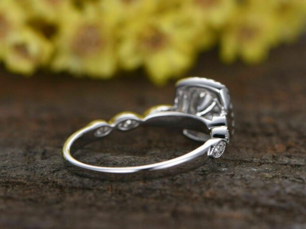 Art Deco 2.37 Ctw Brilliant Cut White Diamond Halo Engagement Ring 14k White Gold Plated