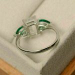 2.60 Ctw Emerald & Round Cut Solitaire Diamond With Accent Engagement Ring 14K Gold Plated