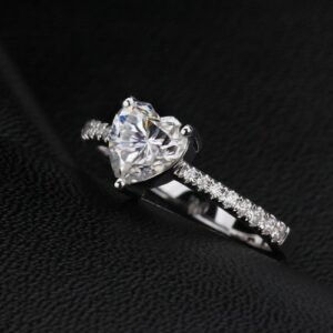 Valentines Ring 2.06 Carat Solitaire Heart Shape Diamond Proposal Engagement Ring 925 S Silver