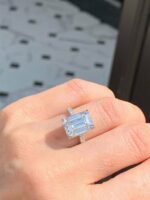 Huge 3.00CT Emerald Cut White Diamond Fancy Wedding Engagement Ring Real 14k White Gold