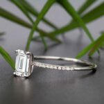 1.65 Ctw Solitaire Emerald Diamond With Accents Best Engagement Ring 925 Sterling Silver