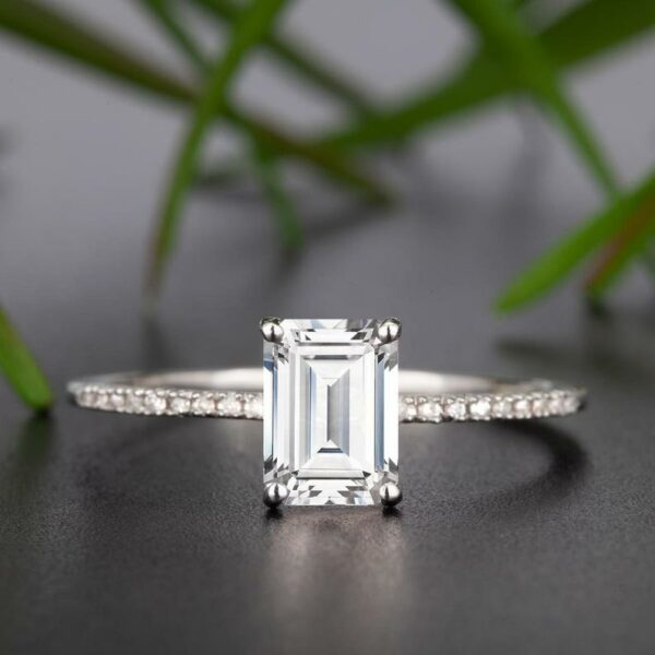 1.65 Ctw Solitaire Emerald Diamond With Accents Best Engagement Ring 925 Sterling Silver