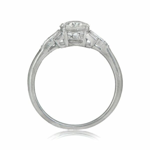 Antique 2.38 Ctw Round Cut Diamond With Baguette Diamond Engagement Ring 14k Gold Over