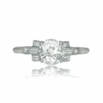 Antique 2.38 Ctw Round Cut Diamond With Baguette Diamond Engagement Ring 14k Gold Over