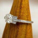 Antique 2.38 Ctw Round Cut Diamond With Baguette Diamond Engagement Ring 14k Gold Over
