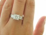 3-Stone 2.57 Ctw Princess Cut White Diamond Luxury Wedding Engagement Ring 14k White Gold