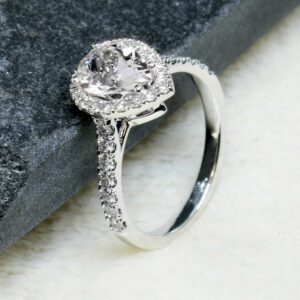 2.55 Ctw White Pear Shape Diamond Halo Accents Best Engagement Ring 10k White Gold