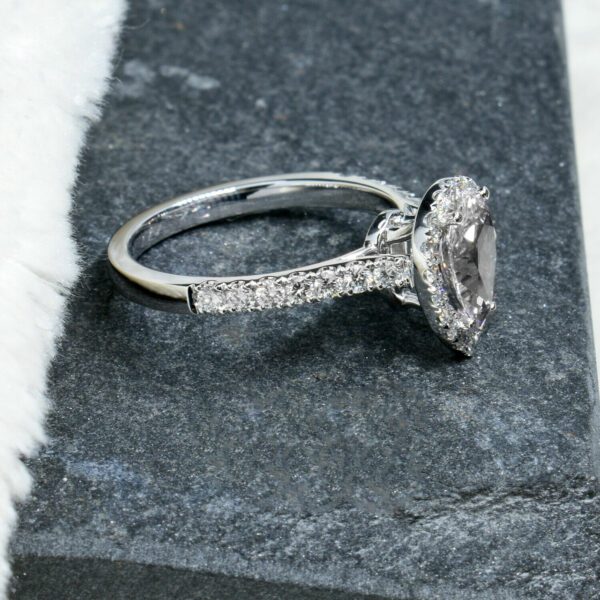 2.55 Ctw White Pear Shape Diamond Halo Accents Best Engagement Ring 10k White Gold