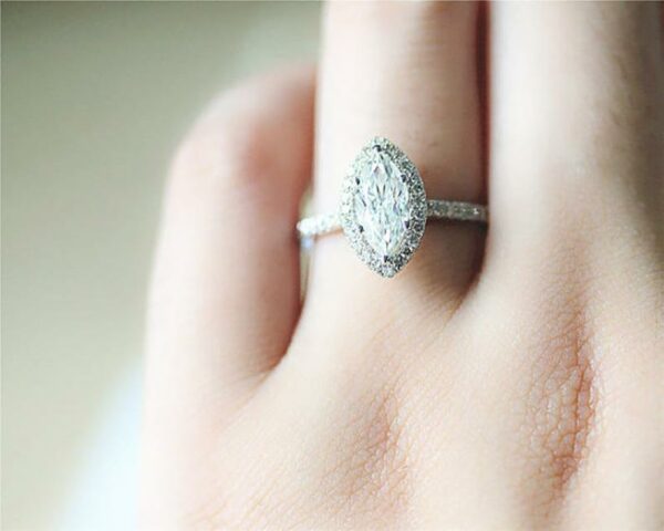 2.15 Ctw Marquise Cut White Diamond Halo Wedding & Engagement Ring Solid 14k White Gold
