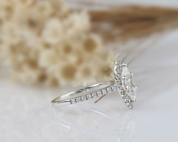 2.15 Ctw Marquise Cut White Diamond Halo Wedding & Engagement Ring Solid 14k White Gold