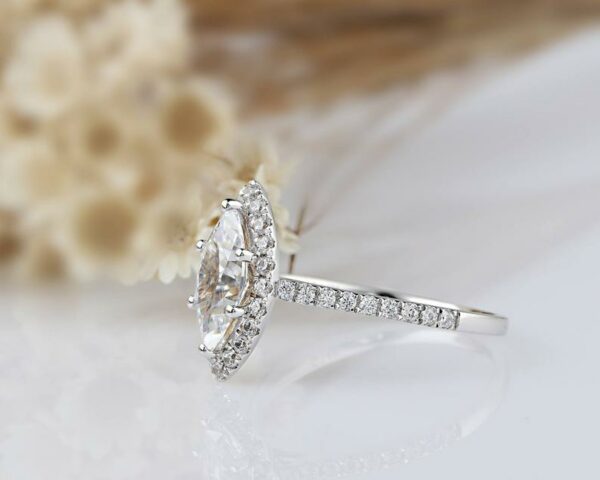 2.15 Ctw Marquise Cut White Diamond Halo Wedding & Engagement Ring Solid 14k White Gold