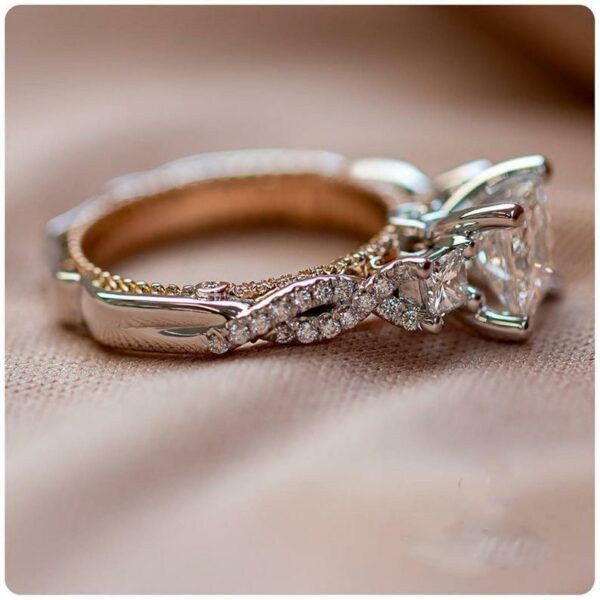 Forever 3.15 Ctw Princess Cut Diamond 3-Stone Infinity Engagement Ring 14k White Gold Plated