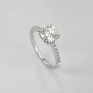 2.10 Ctw Cushion Cut Brilliant Diamond Solitaire With Accents Engagement Ring 925 Sterling Silver