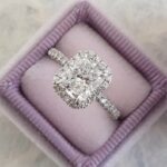 3.12 Ctw White Radiant Cut Diamond Halo With 3-Row Accents Engagement Ring 10k White Gold