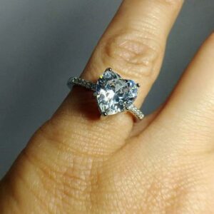 Big 3.18 Ctw Heart Shape Brilliant Diamond Solitaire Engagement Ring Real 14k White Gold